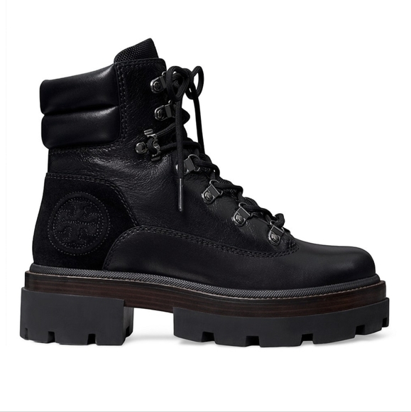 Tory Burch Miller Leather Lug Sole Hiker Boot Size 10 + Dust Bag New in Box❤ - Picture 3 of 9